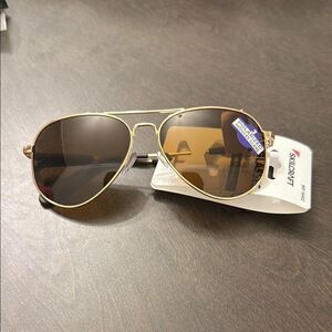 Gold Aviator Sunglasses with Brown Lenses